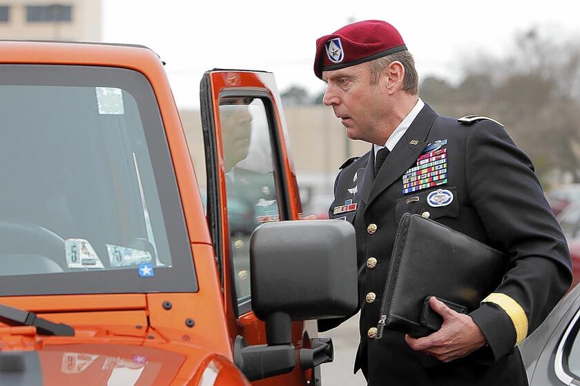 Army Brig. Gen. Jeffrey A. Sinclair leaves court at Ft. Bragg, N.C. The judge is expected to render sentencing in his case Thursday.