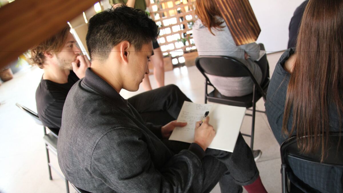 A student takes notes at a design studio held jointly by SCI-Arc and the Universidad Iberoamericana in Mexico City.