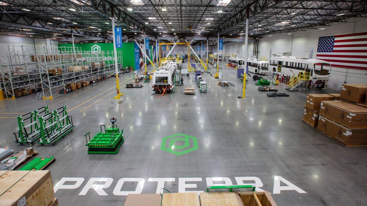Before Proterra starting building buses here, Amazon used the space as a temporary holiday distribution center. (Marcus Yam / Los Angeles Times)