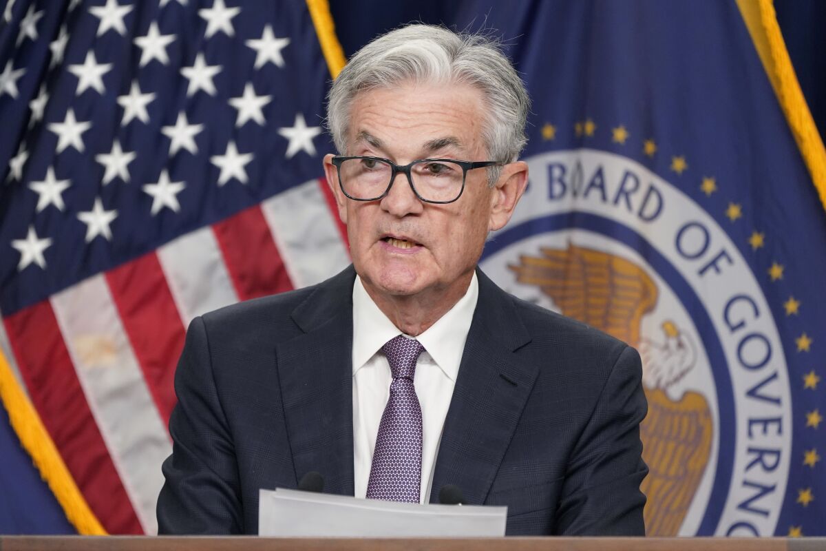 Federal Reserve Chair Jerome Powell speaks at a news conference on Wednesday.