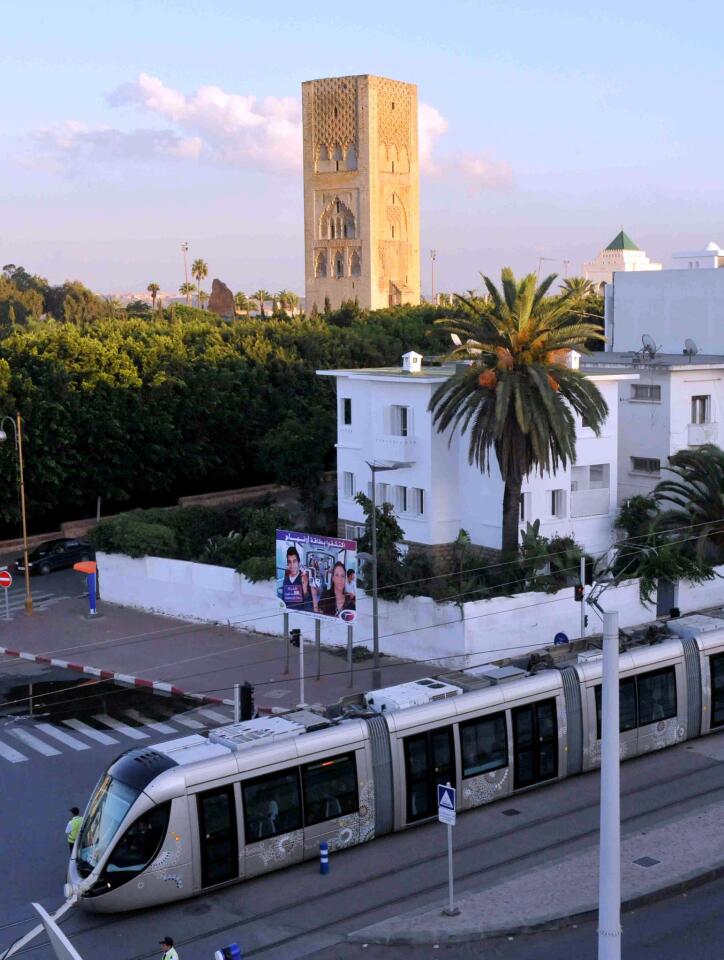 The capital city of Rabat, founded in the 12th century, is located in northern coastal Morocco about 50 miles northeast of Casablanca. In its evaluation, ICOMOS notes that "The modern city of Rabat tangibly expresses a pioneering approach to town-planning, which has been careful to preserve historic monuments and traditional housing." Historic structures include 12th century Hassan Tower (top center), the minaret of an unfinished mosque. Nearby is the Mausoleum of Mohammed V (top right), who was king of Morocco from 1957 to 1961.