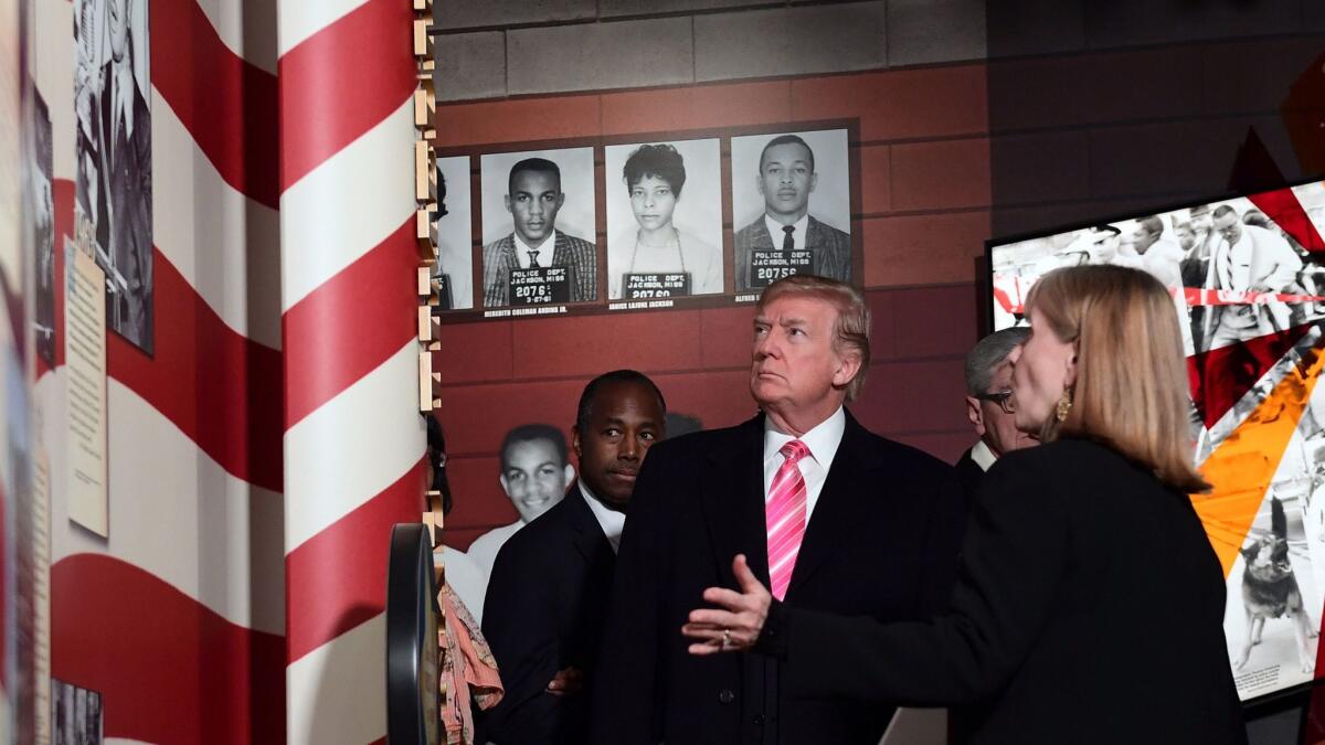 President Trump tours the Mississippi Civil Rights Museum in Jackson, Miss., on Dec. 9.