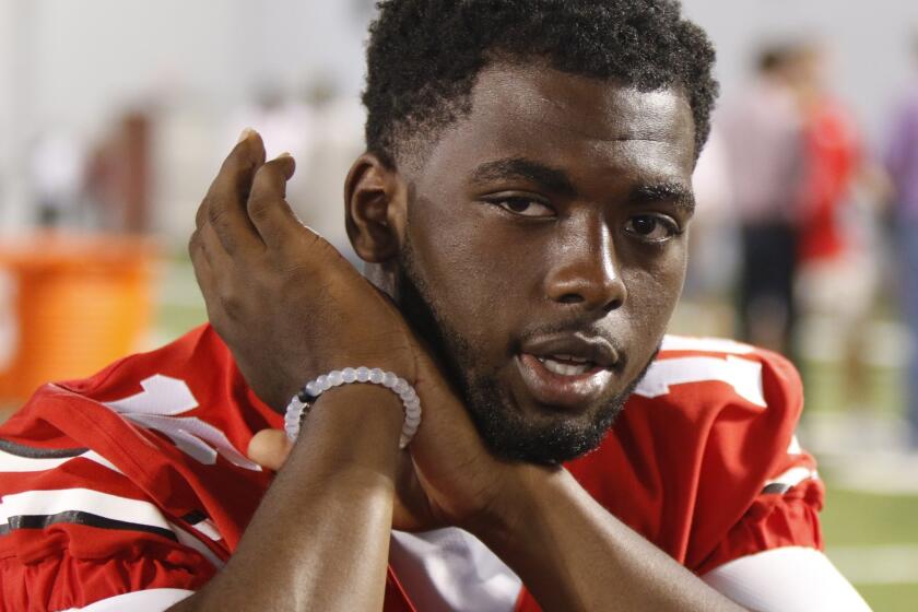 J.T. Barrett speaks to reporters during the Ohio State's media day back in August.