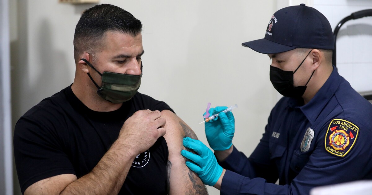 Drive to get COVID-19 vaccine to LA firefighters’ flags