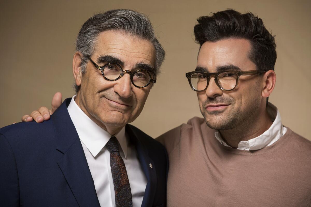 Father and son Eugene and Dan Levy, co-creators and co-stars of the sitcom "Schitt's Creek,".