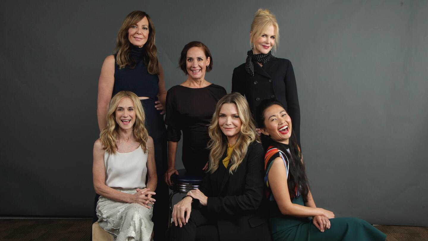 Actresses Holly Hunter, from left, Allison Janney, Laurie Metcalf, Michelle Pfeiffer, Nicole Kidman and Hong Chau gathered for the Envelope Roundtable to talk about today's Hollywood.