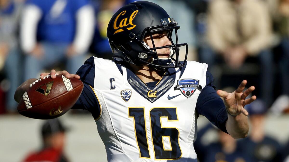 Jared Goff hrew six touchdown passes in a 55-36 victory over Air Force in the Armed Forces Bowl on Dec. 29, 2015.