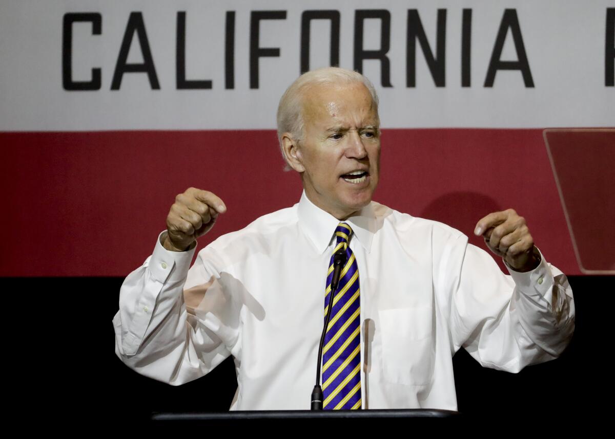 President-elect Joe Biden speaks at a rally at Cal State Fullerton in 2018.