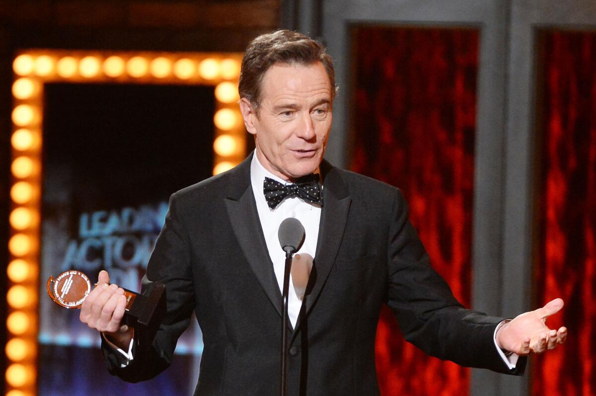 Bryan Cranston, winner of the Tony Award for performance by an actor in a leading role in a play for "All The Way," poses in the press room during the 68th Tony Awards on June 8, 2014 in New York City.