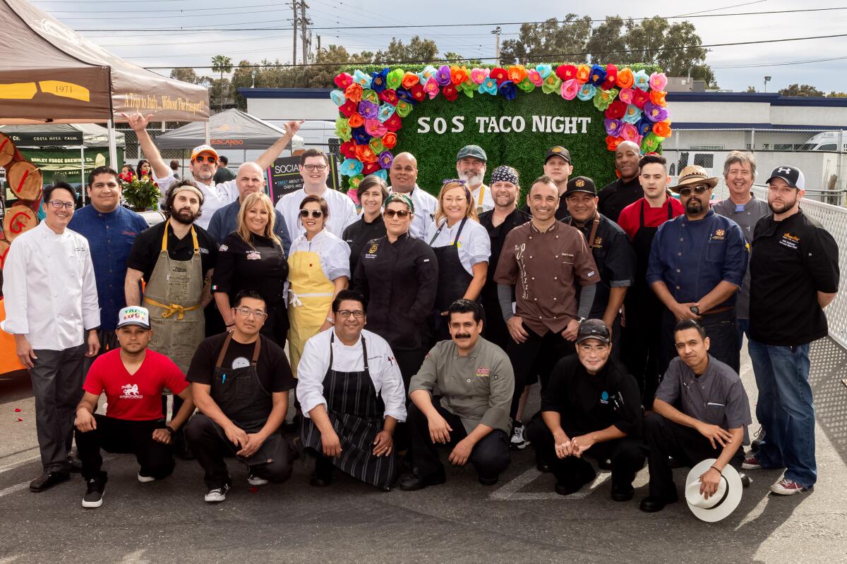 Chefs participating in the drive-through SOS Wild & Crazy Taco Night, taking place Saturday at the OC Fair & Event Center.