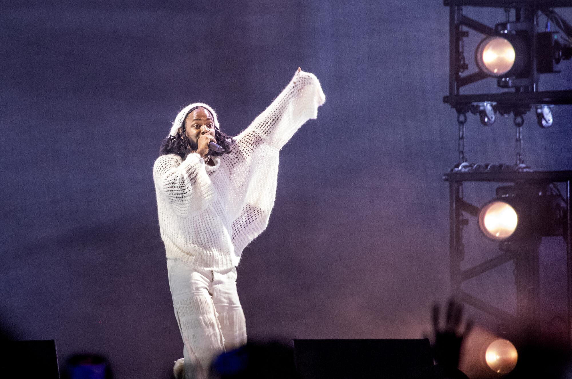 Friday's headliner Kendrick Lamar performs at the Day N Vegas hip-hop music festival.