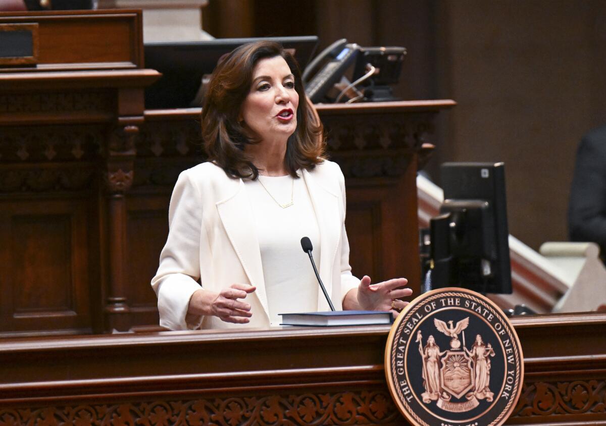 New York Gov. Kathy Hochul delivers her first State of the State address on Jan. 5. 