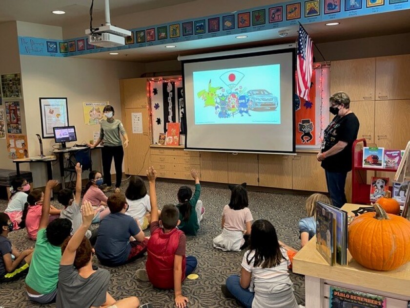Teachers Miho Burfield and Gabriela Olszewska teach the Japanese Language and Culture program at Del Sur Elementary School.