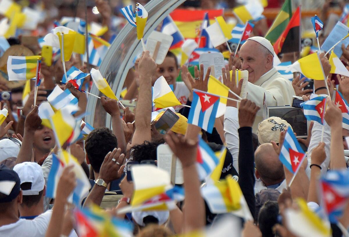 Pope Francis arrives at Revolution Square in Havana on Sunday, Sept. 20, 2015.