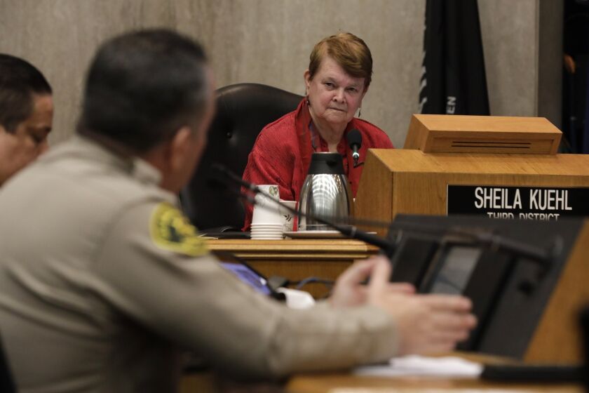Katie Falkenberg  Los Angeles Times L.A. COUNTY Board of Supervisors member Sheila Kuehl said the investigation “smells a little bogus.”