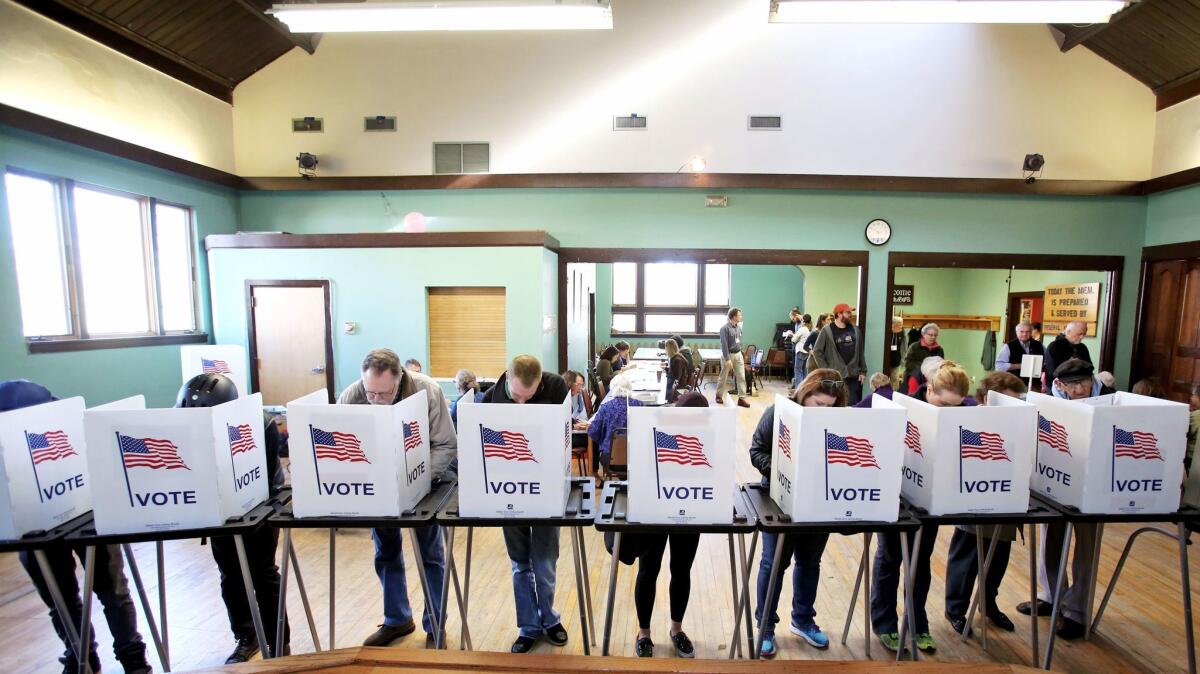 Voters cast their ballots in Madison, Wis., on Nov. 8, 2016.