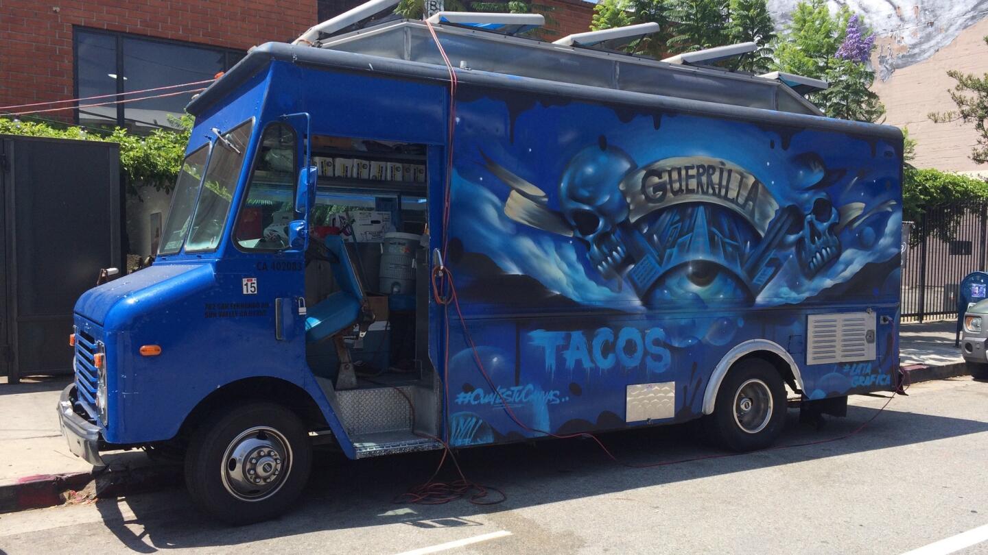 The Guerrilla Tacos truck outside Blacktop Coffee