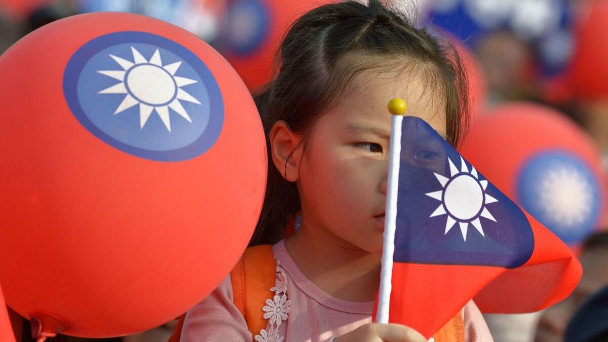 A young supporter of mayoral candidate Ting Shou-chung from the opposition Nationalist Party attends a Nov. 11 rally in Taipei.