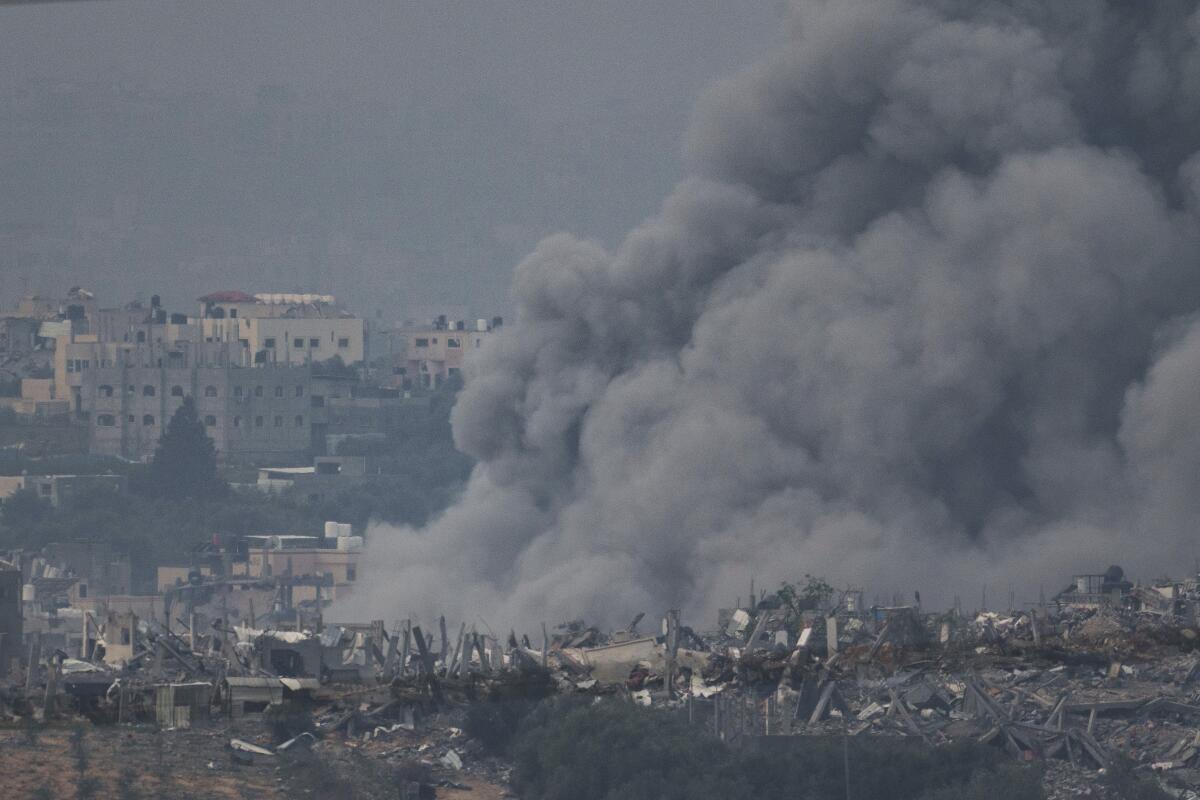 Smoke rises from the Gaza Strip 