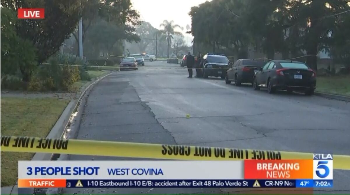 A man was killed and two other people were wounded in a shooting in West Covina on Monday night.