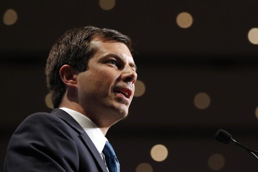 Democratic presidential candidate Pete Buttigieg speaks during the Iowa Democratic Party's Hall of Fame Celebration, Sunday, June 9, 2019, in Cedar Rapids, Iowa. (AP Photo/Charlie Neibergall)