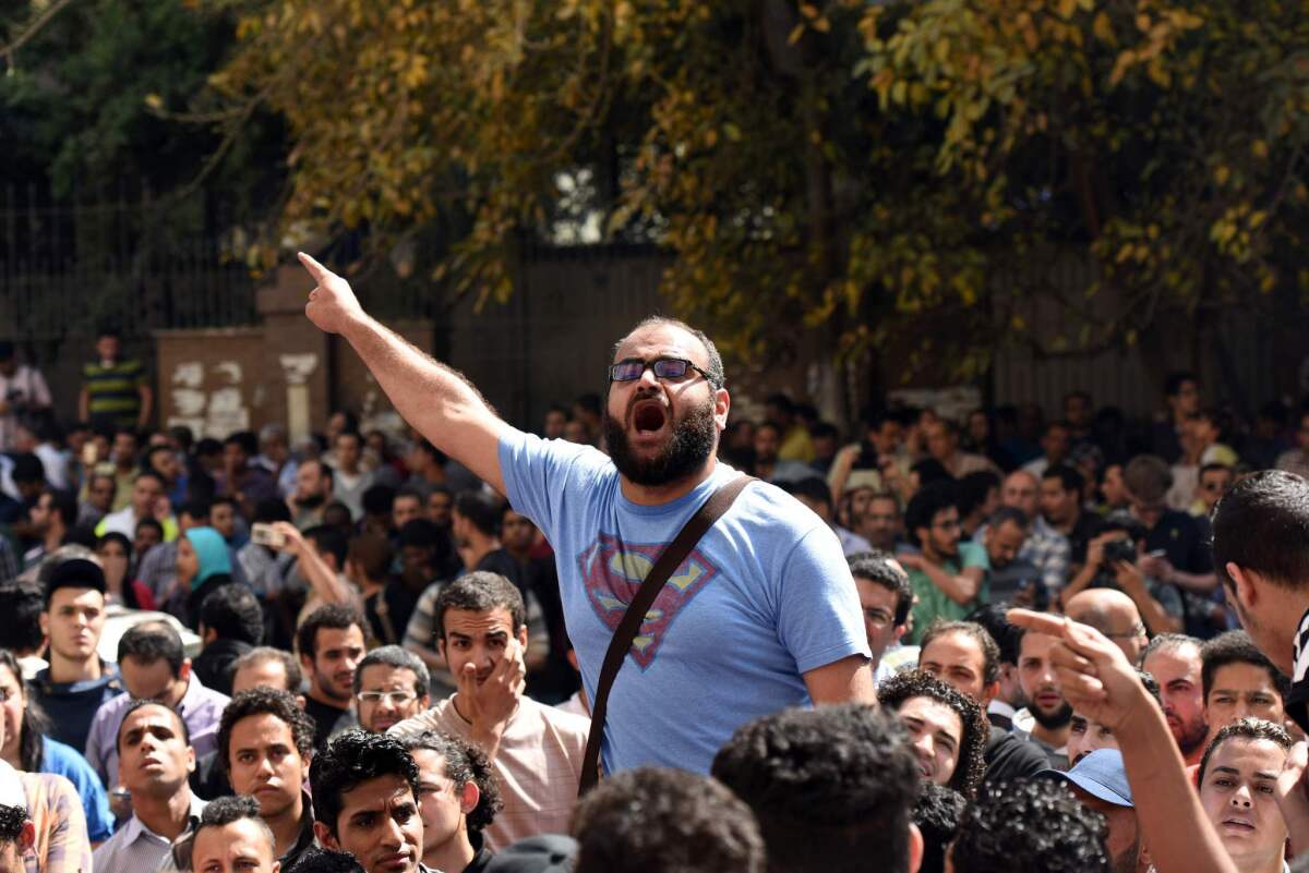 In Cairo, protesters rail against a deal to hand two islands in the Red Sea to Saudi Arabia.