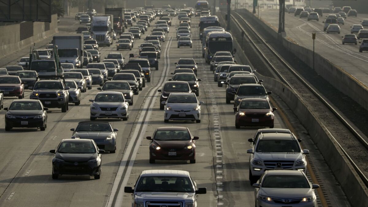 Commuters face very heavy traffic on the westbound 10 Freeway. A new study found ride-sharing options are creating a new traffic problem for major U.S. cities.