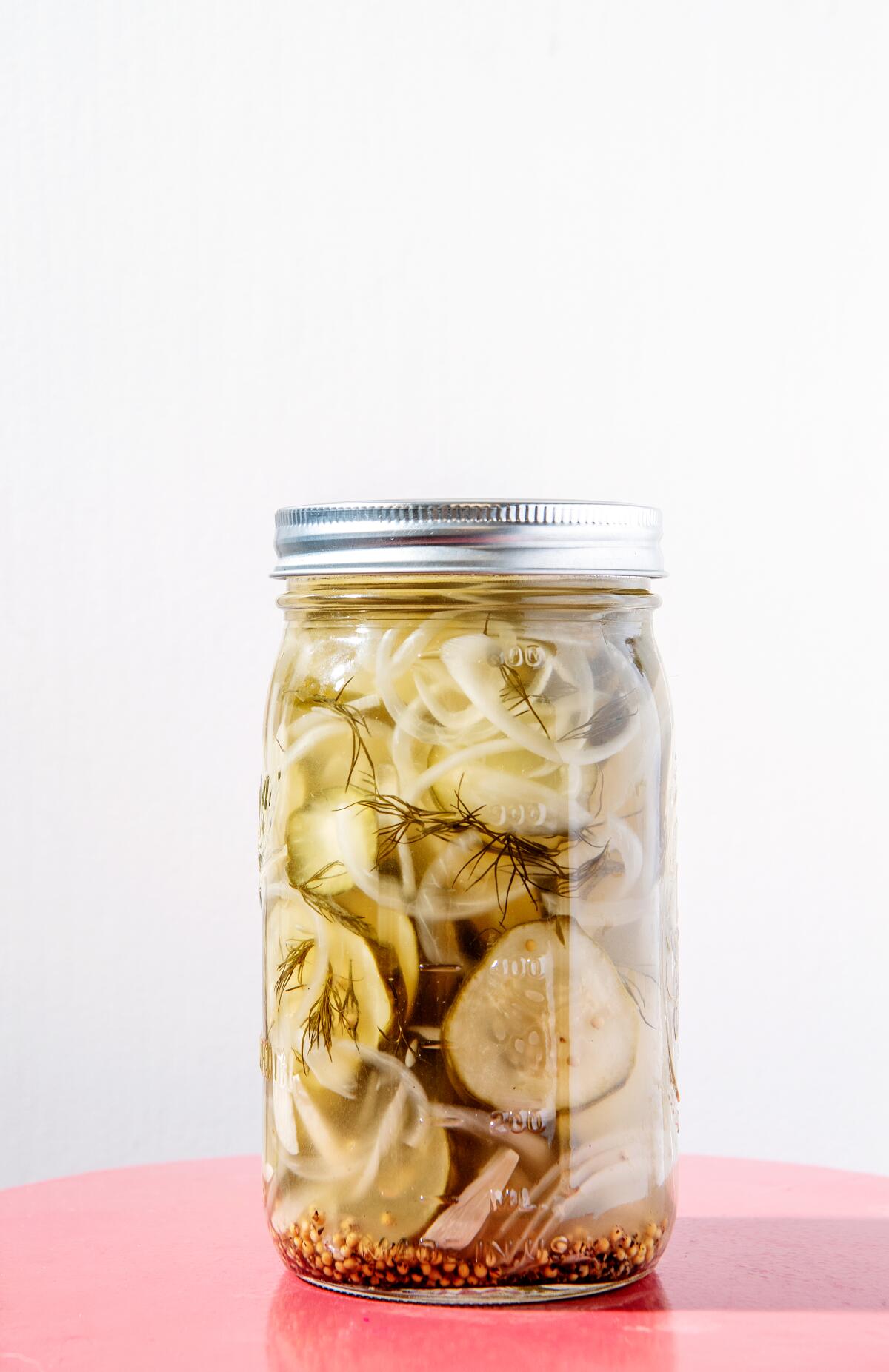 A jar of Jeremy Fox's kosher pickles 