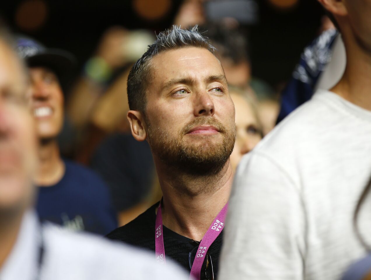 Lance Bass of 'NSync watches Dave Matthews perform at KAABOO Del Mar on Saturday, Sept. 14, 2019.
