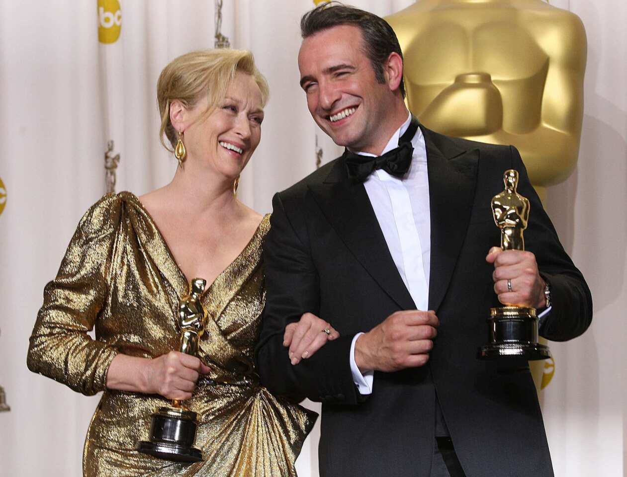 "The Artist" and "Hugo" were the big winners Sunday night at the 84th Academy Awards with five wins each. The top awards of the night went to Jean Dujardin (best actor) and Michel Hazanavicius (best director) for "The Artist," which also won best picture, and Meryl Streep (best actress) for her performance in "Iron Lady." "The Beginners" star Christopher Plummer and "The Help's" Octavia Spencer took home statues for their supporting roles. "Hugo" nabbed several of the technical awards like art direction and cinematography. Related: Photos: Winners Photos: Red carpet Photos: Backstage Photos: Oscars best & worst Photos: Overheard at the Oscars