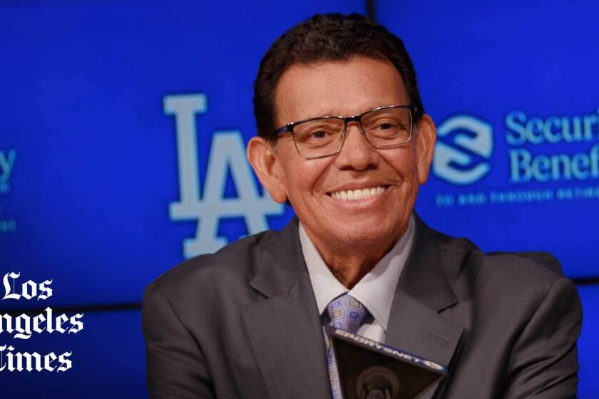 Fernando Valenzuela at Dodger Stadium on August 11, 2023 before his number is retired.