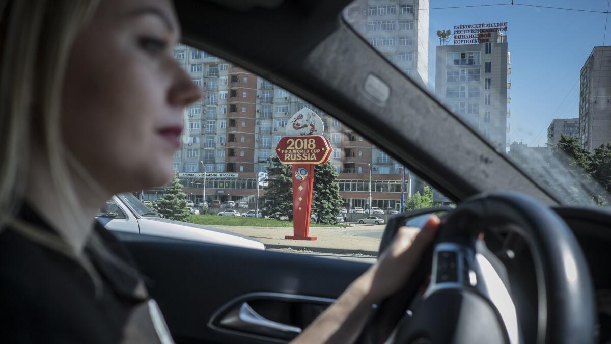 Animal-rights activist Katya Kuzmenko, driving in Rostov-on-Don.