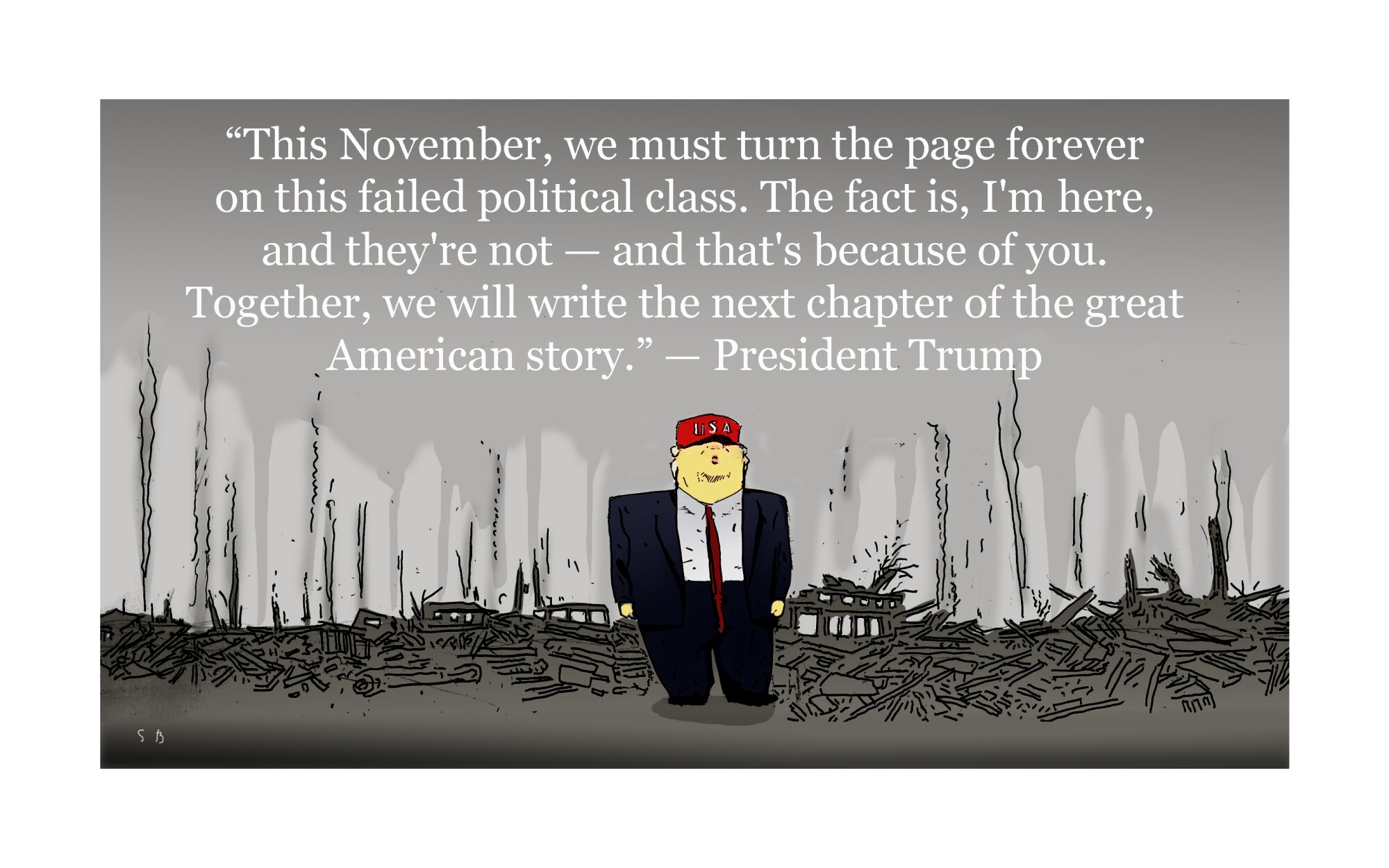 Steve Brodner's illustrated takeaways from Day Four at the 2020 Republican National Convention