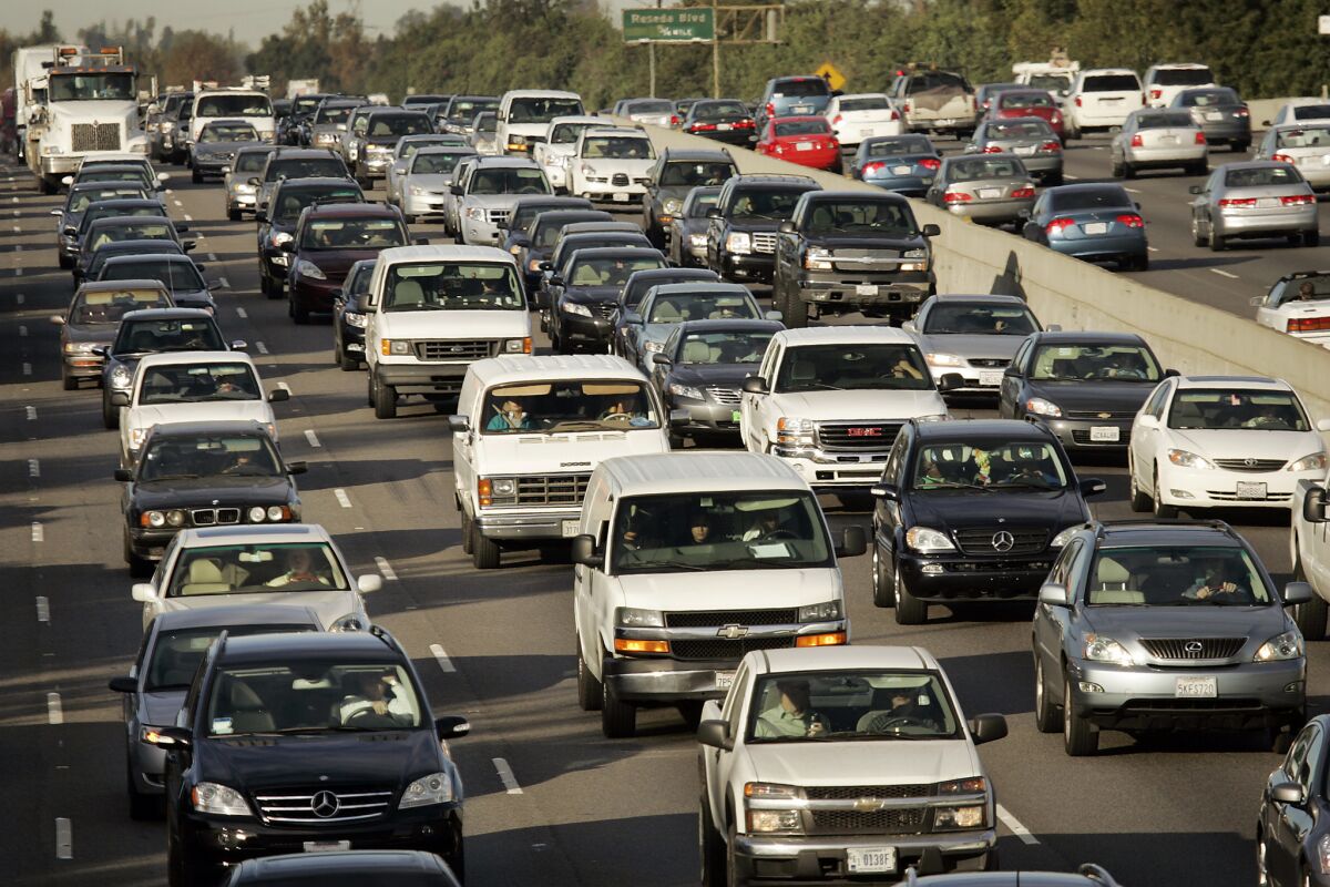 Traffic on the 101 Freeway in the San Fernando Valley.