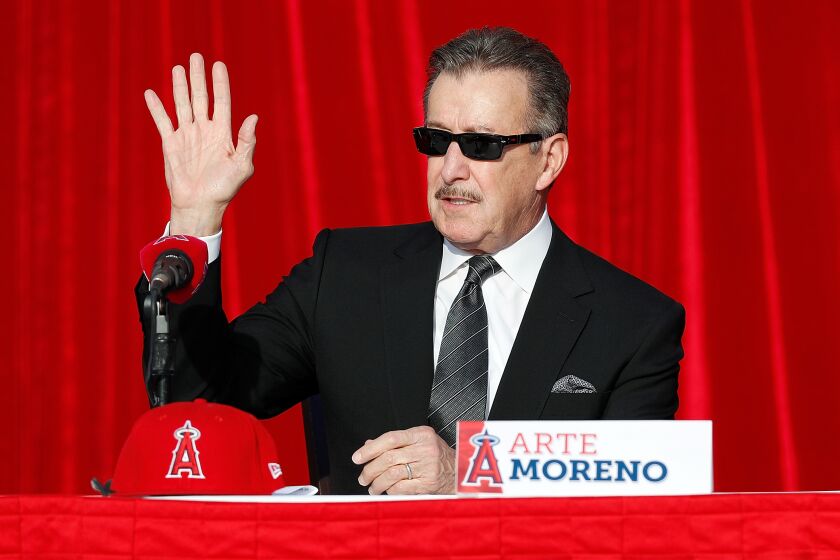 Angels owner Arte Moreno attends a news conference Dec. 9 at Angel Stadium.