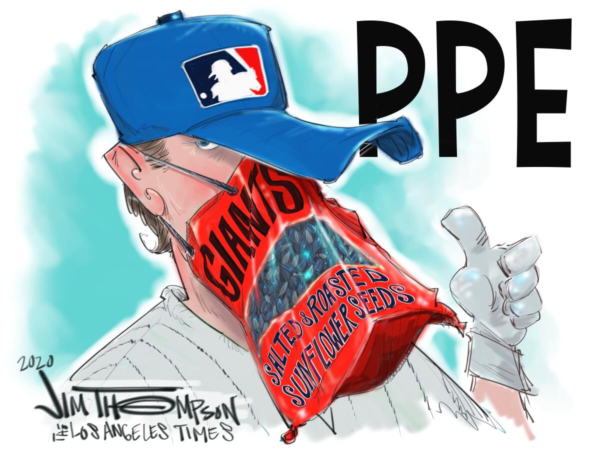 Cartoon showing Major League Baseball's PPE.