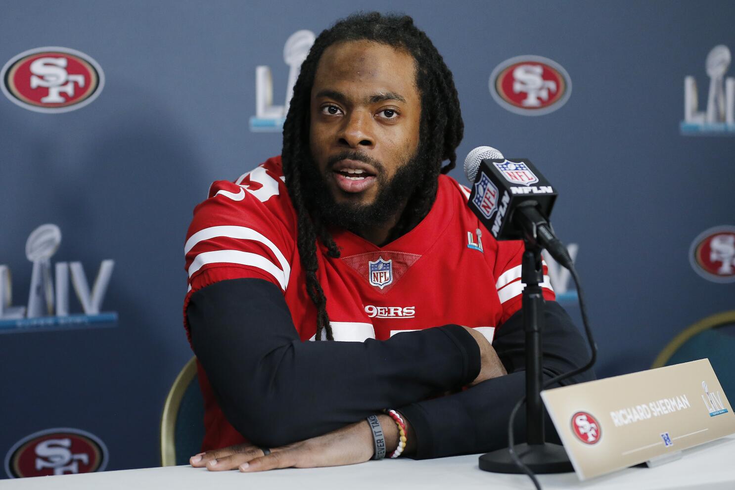 49ers' Richard Sherman thrilled to play his first Super Bowl as a dad - Los  Angeles Times