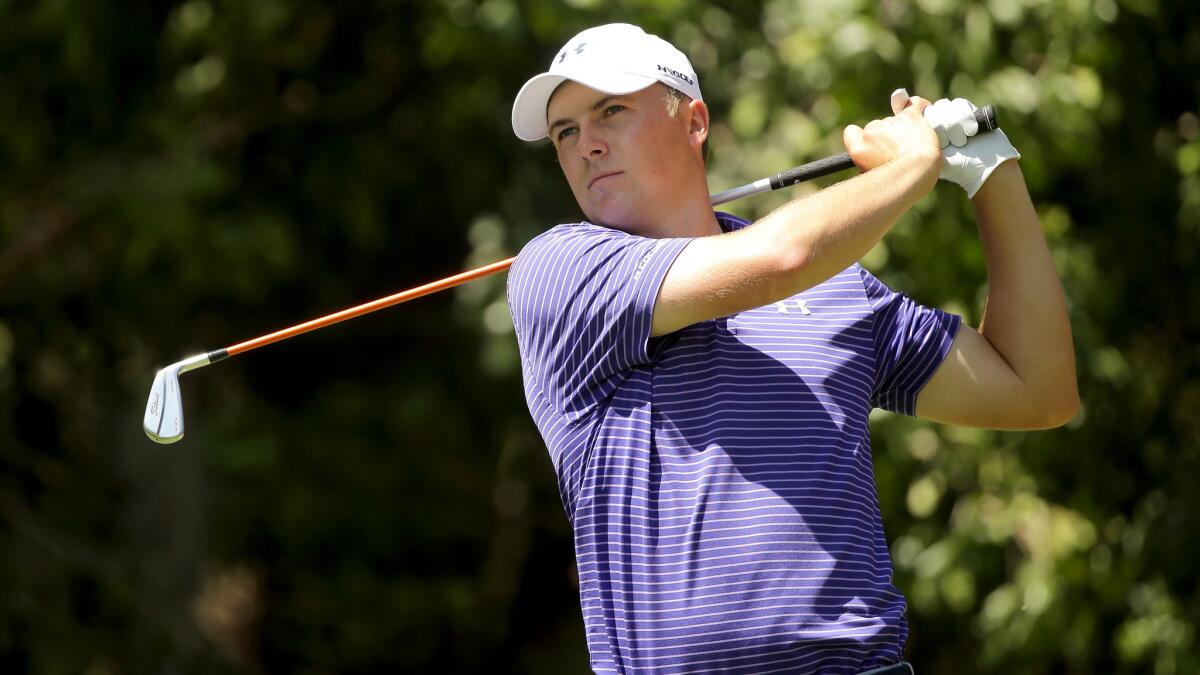 Jordan Spieth hits off the third tee during the second round of the Valspar Championship on Friday.