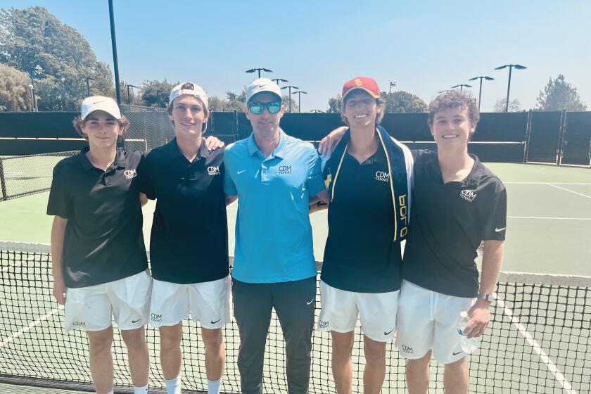 Roger Geng, Jonathan Hinkel, Niels Hoffmann and Jack Cross with coach Jamie Gresh.