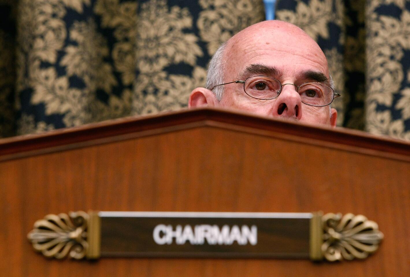 Waxman, as chairman of the House Oversight and Government Reform Committee, listens to testimony during a 2008 hearing on the role of Fannie Mae and Freddie Mac in the U.S. financial crisis.