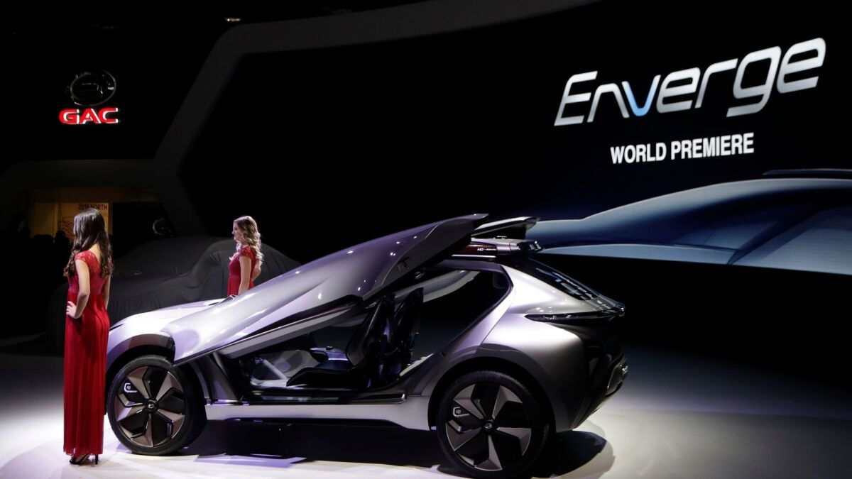 GAC unveils the Enverge electric concept vehicle in Detroit.