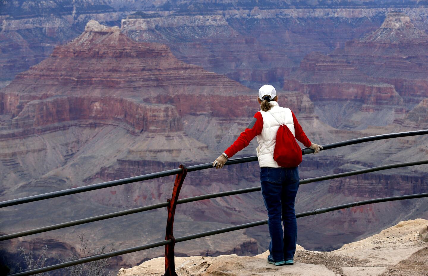Visitors at Mojave Point have a 180-degree view of the Grand Canyon.
