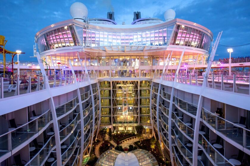 General view to Central Park on the Royal Caribbean International's Harmony of the Seas, the world"s largest and newest cruise ship, previews in Southampton.