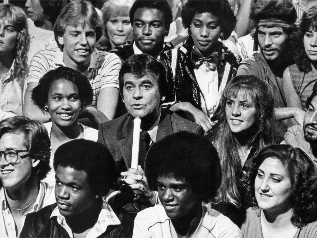 May 16, 1981: Dick Clark sits among the "Bandstand" audience while introducing acts.