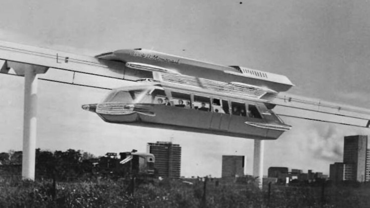 Rendition of an early monorail prototype for Los Angeles. (Metropolitan Transportation Authority)
