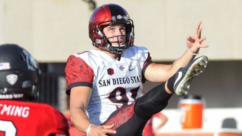 SDSU punter Tanner Blain enjoyed the biggest game of his college career against Northern Illinois, booting four punts inside the 10-yard line.