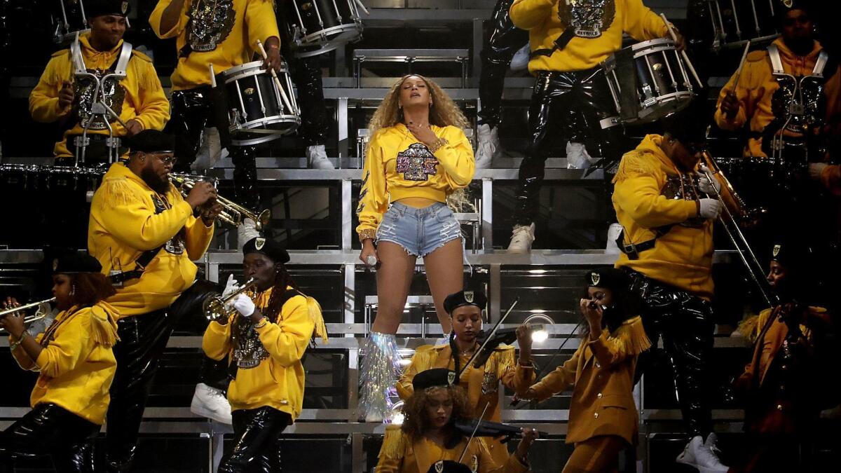 Beyoncé performs at the Coachella Music and Arts Festival in Indio on Saturday.