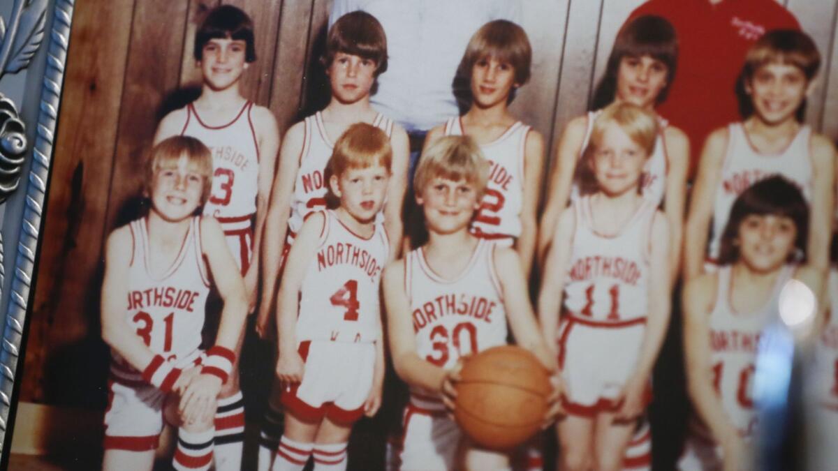 A team photo featuring Mick Cronin (4) from the mid-1970s when he played basketball with the Cincinnati Knights youth league in Columbus, Ohio.