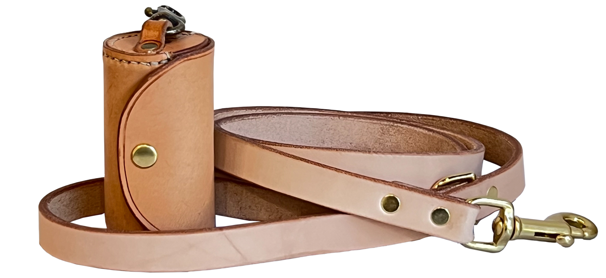 Amano Goods leather dog leash and dog bag holder