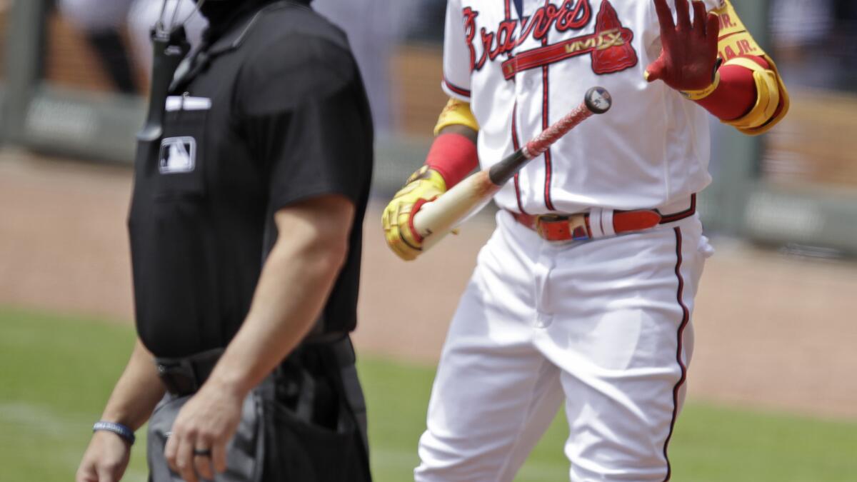 Acuna leaves Braves game with apparent left ankle injury